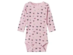 Lyserød langærmet body med sløjfeprint fra Name It 13240580 corsage